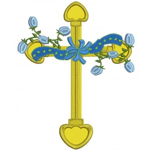 Cross With Flowers Applique Machine Embroidery Design Digitized Pattern